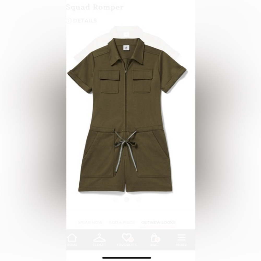 CABi Squad Olive Green Short Sleeve Romper